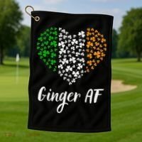 Ginger AF Drinking Redhead Irish St Patrick's Day Golf Towel thumb 1