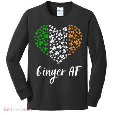 Ginger AF Drinking Redhead Irish St Patrick's Day Kids Long Sleeve Shirt