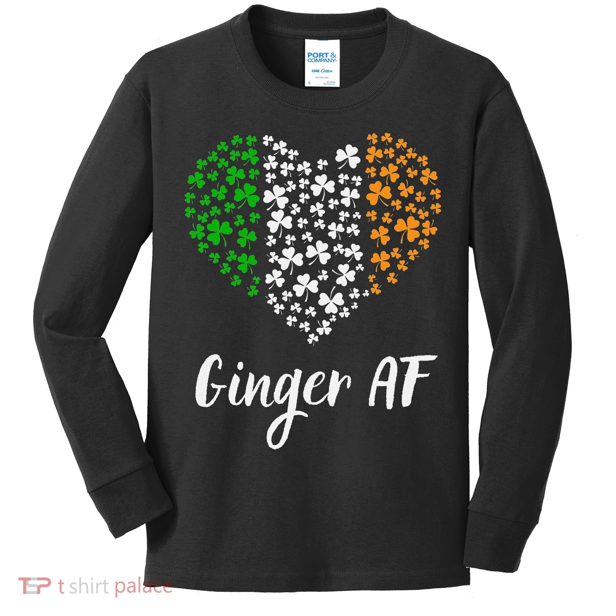 Ginger AF Drinking Redhead Irish St Patrick's Day Kids Long Sleeve Shirt
