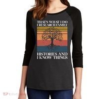 Genealogy Ancestry Dna Genealogist Family Tree Maker Women's Tri-Blend 3/4-Sleeve Raglan Shirt thumb 2