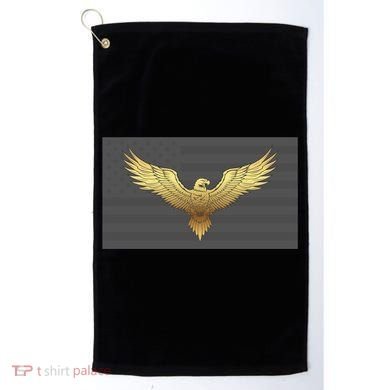 Gold American Eagle On Flag Golf Towel