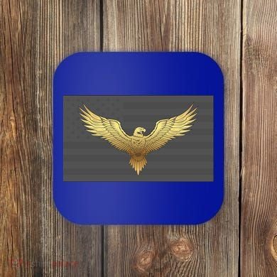 Gold American Eagle On Flag Coaster