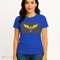 Gold American Eagle On Flag Women's T-Shirt thumb 4
