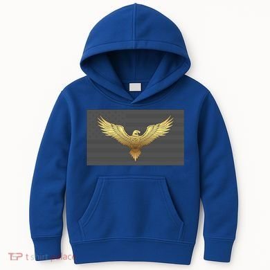 Gold American Eagle On Flag Kids Hoodie