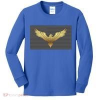 Gold American Eagle On Flag Kids Long Sleeve Shirt thumb 0