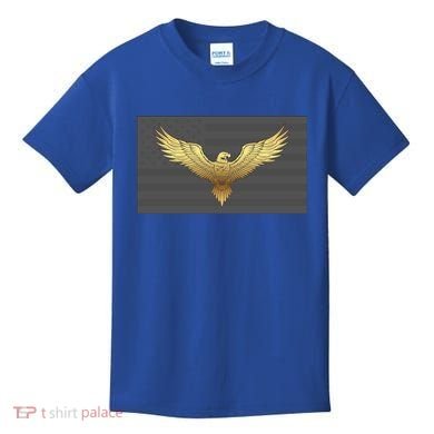 Gold American Eagle On Flag Kids T-Shirt