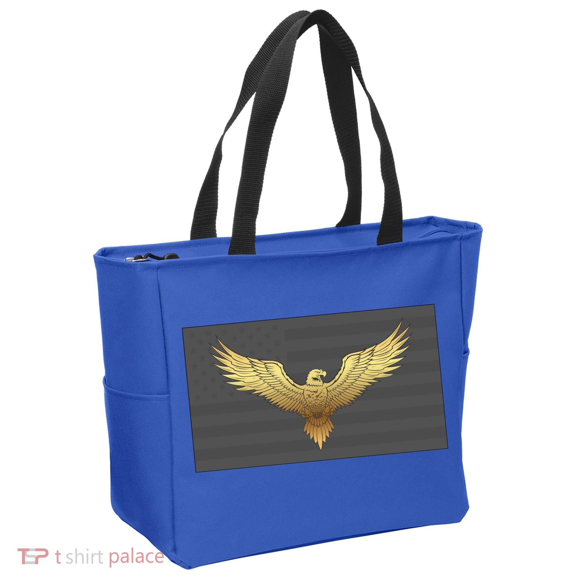 Gold American Eagle On Flag Tote Bag