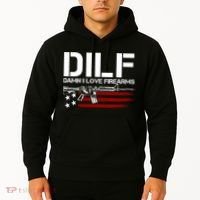 Gun American Flag DILF Damn I Love Firearms Hoodie thumb 2