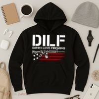 Gun American Flag DILF Damn I Love Firearms Hoodie thumb 3