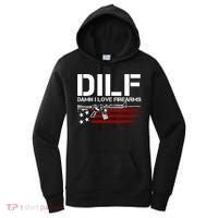 Gun American Flag DILF Damn I Love Firearms Women's Hoodie thumb 0