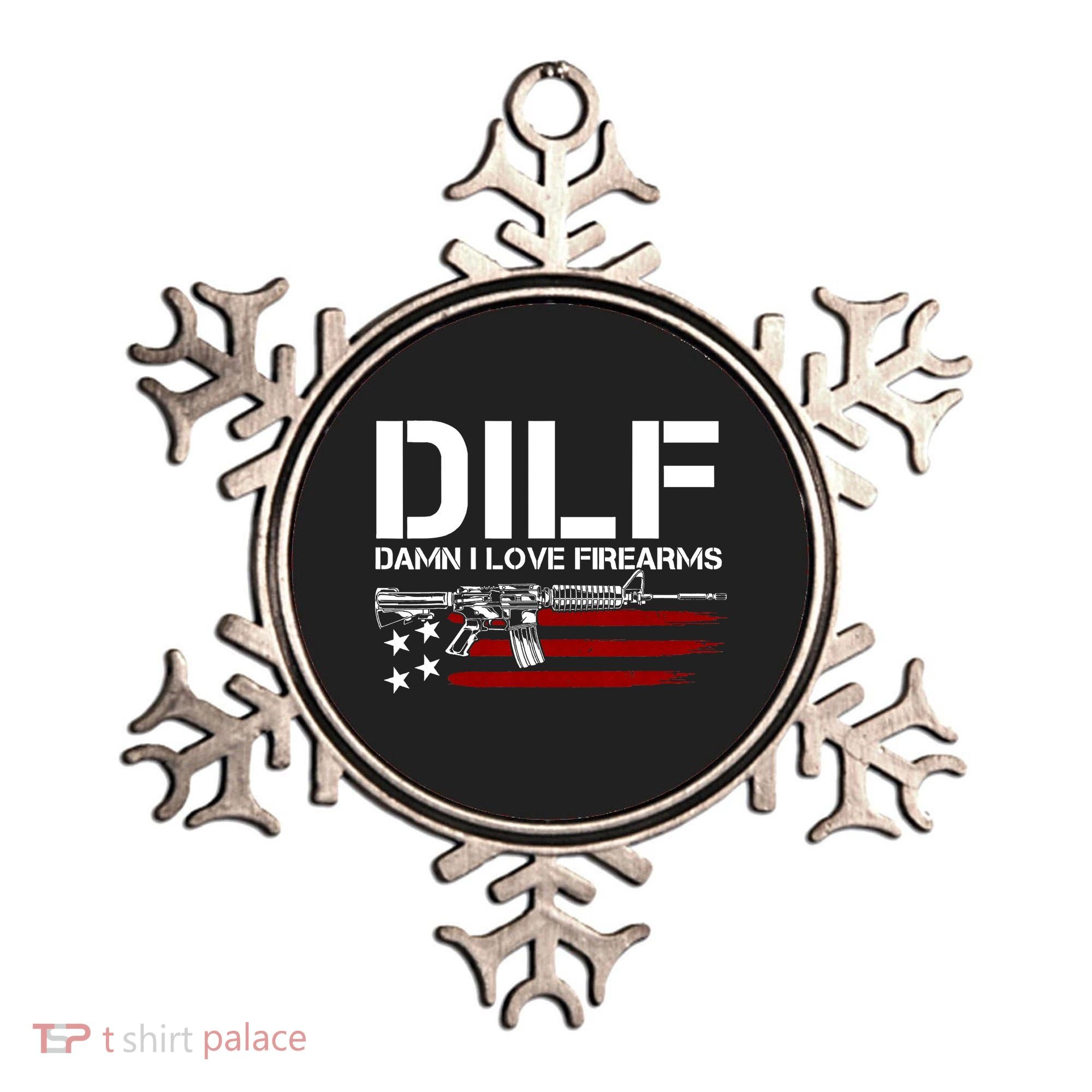Gun American Flag DILF Damn I Love Firearms Ornament