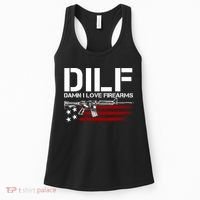Gun American Flag DILF Damn I Love Firearms Women's Tank Top thumb 0