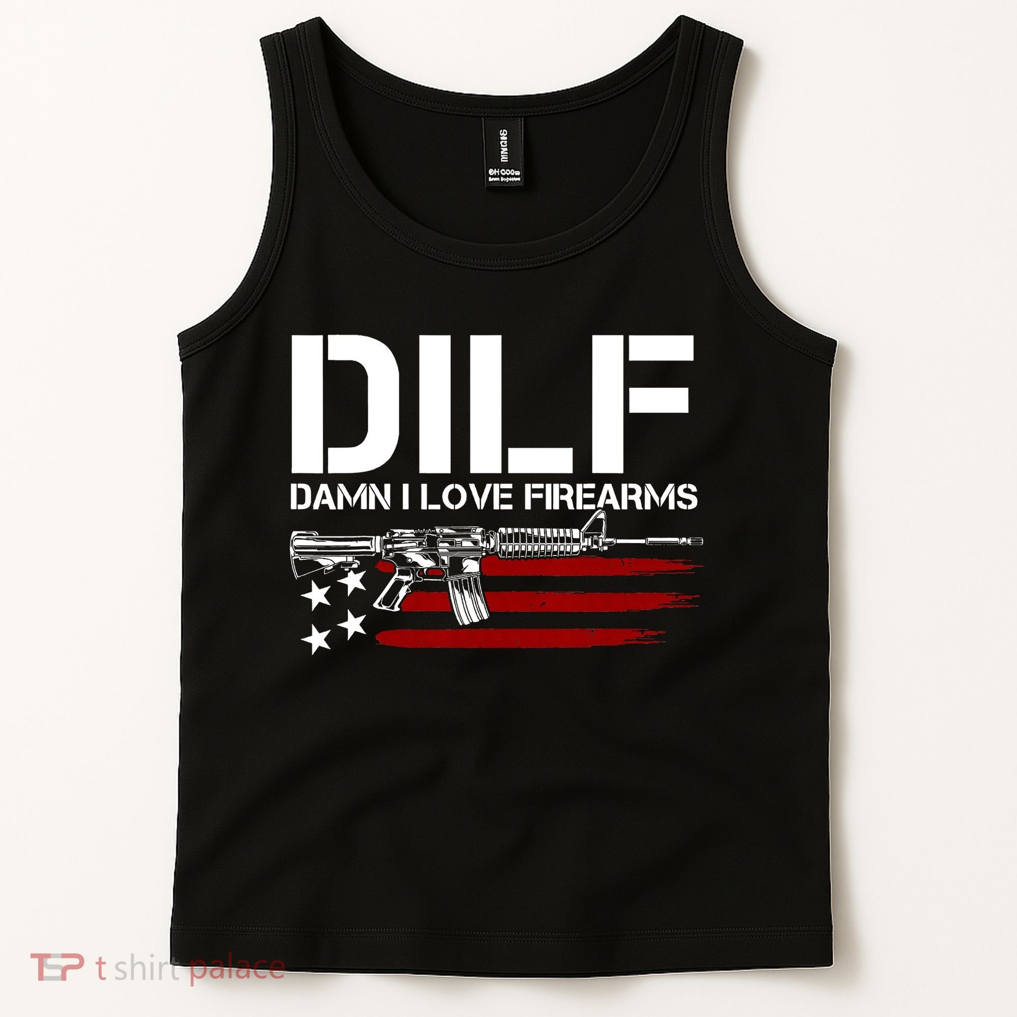 Gun American Flag DILF Damn I Love Firearms Tank Top