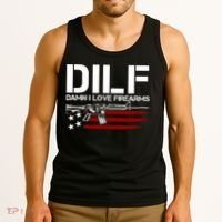 Gun American Flag DILF Damn I Love Firearms Tank Top thumb 3