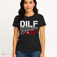 Gun American Flag DILF Damn I Love Firearms Women's T-Shirt thumb 4
