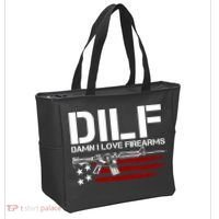 Gun American Flag DILF Damn I Love Firearms Tote Bag thumb 2