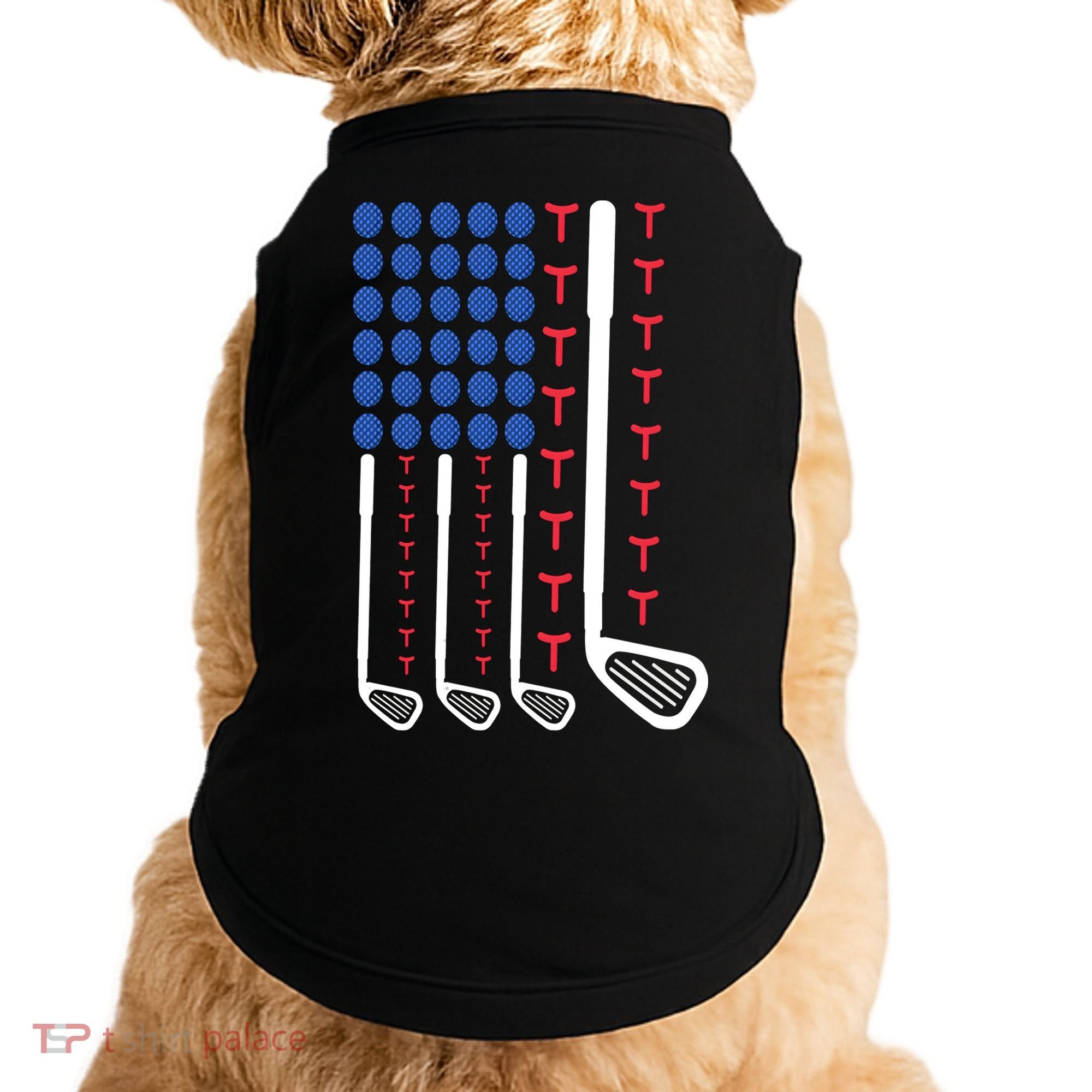 Golf American Flag Golfing Gift For Father's Day Doggie Tank