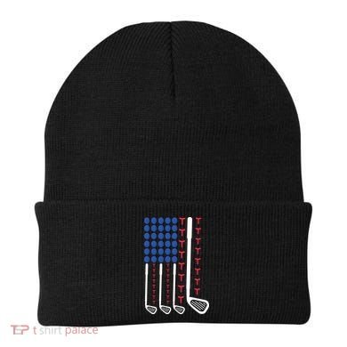 Golf American Flag Golfing Gift For Father's Day Beanie