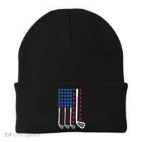 Golf American Flag Golfing Gift For Father's Day Beanie thumb 0