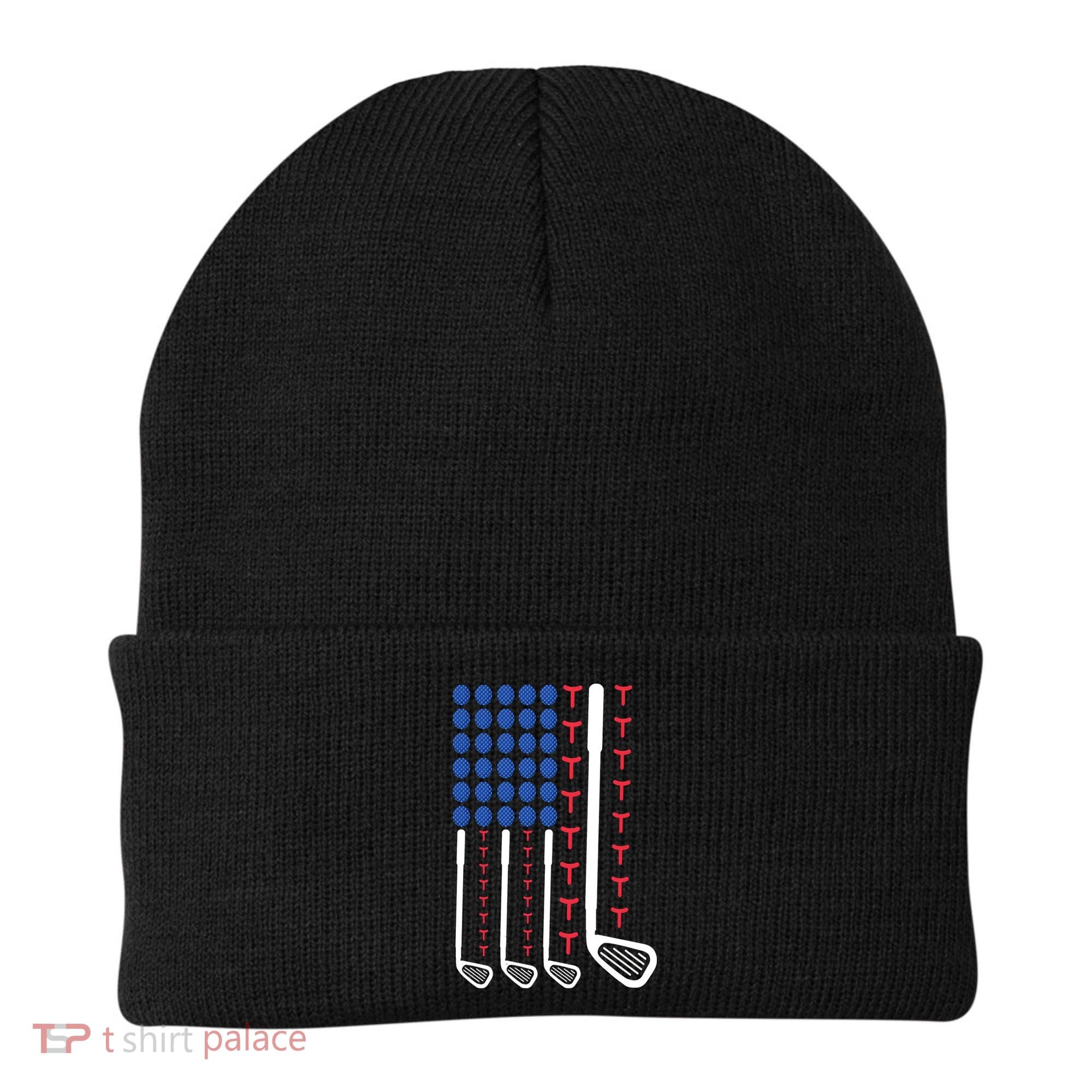 Golf American Flag Golfing Gift For Father's Day Beanie