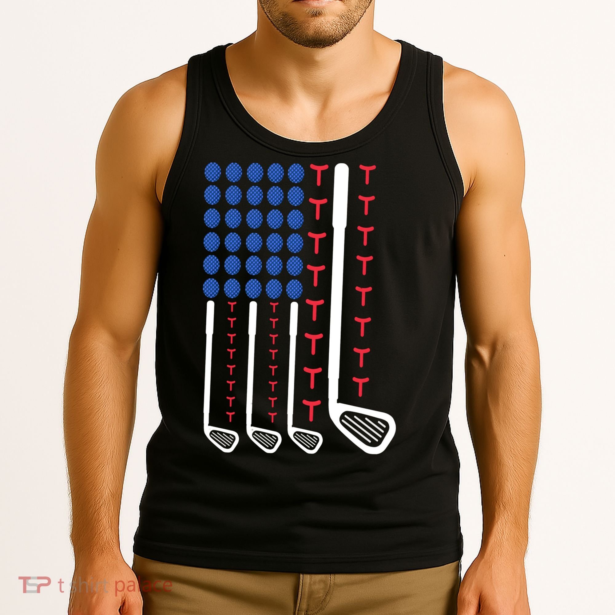 Golf American Flag Golfing Gift For Father's Day Tank Top