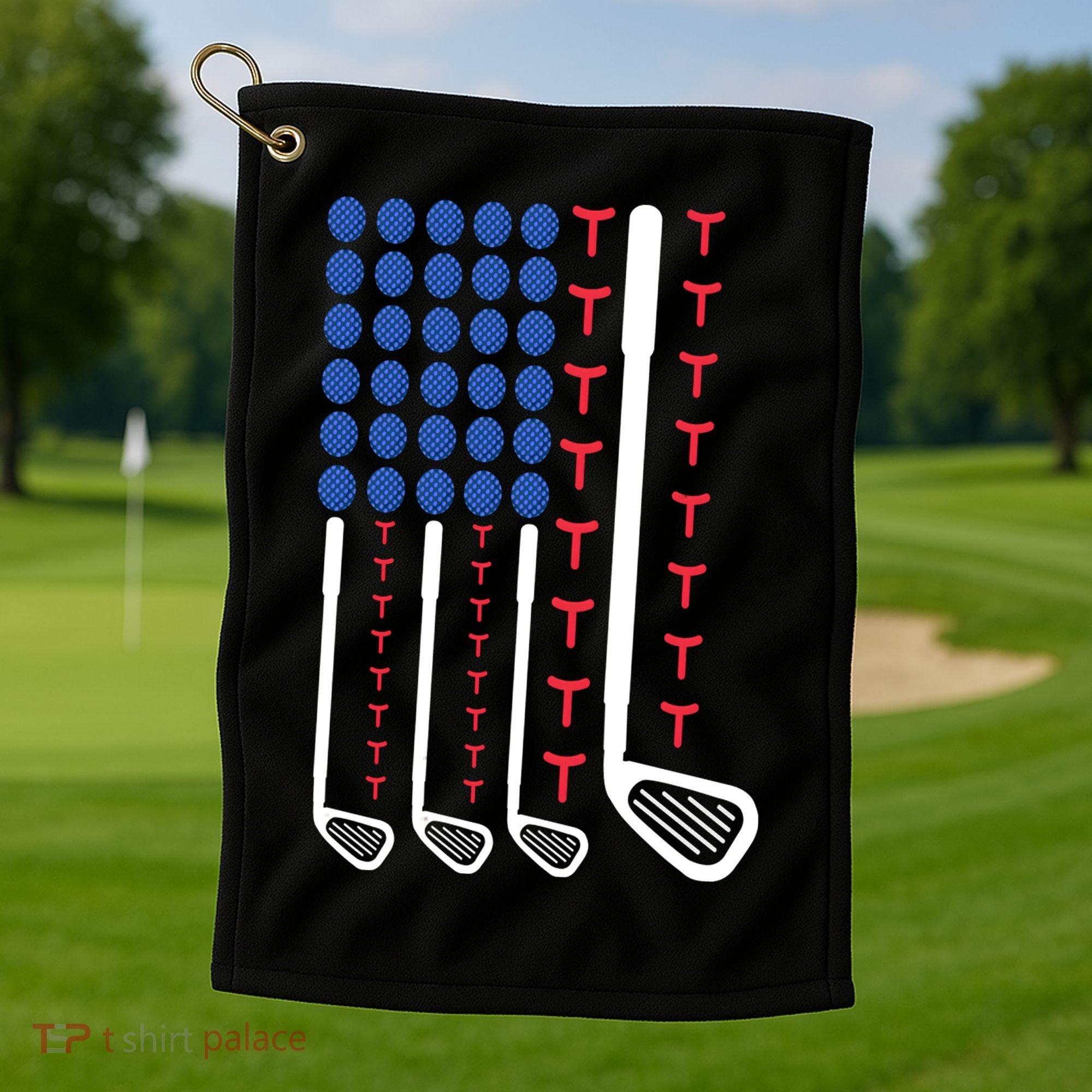 Golf American Flag Golfing Gift For Father's Day Golf Towel