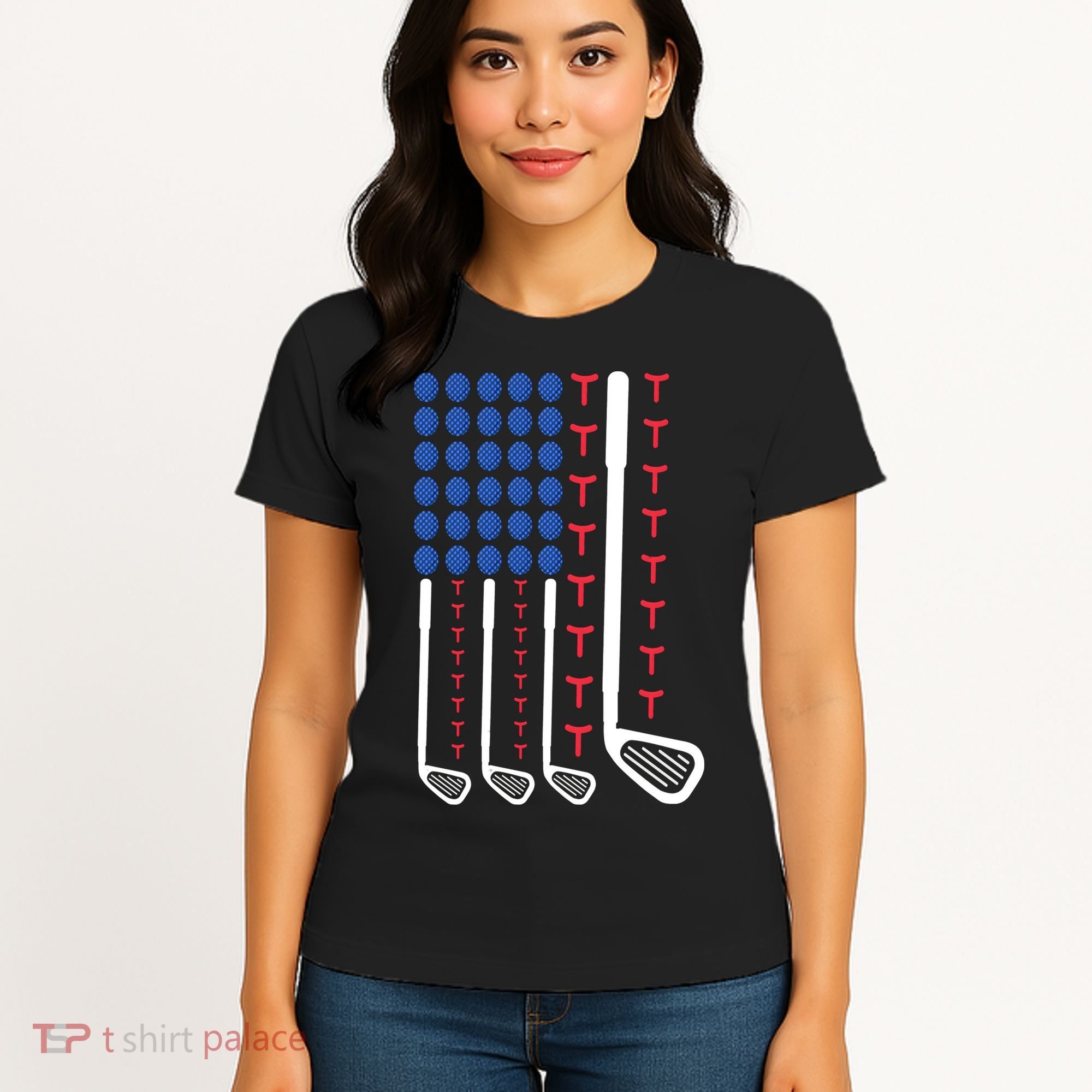 Golf American Flag Golfing Gift For Father's Day Women's T-Shirt