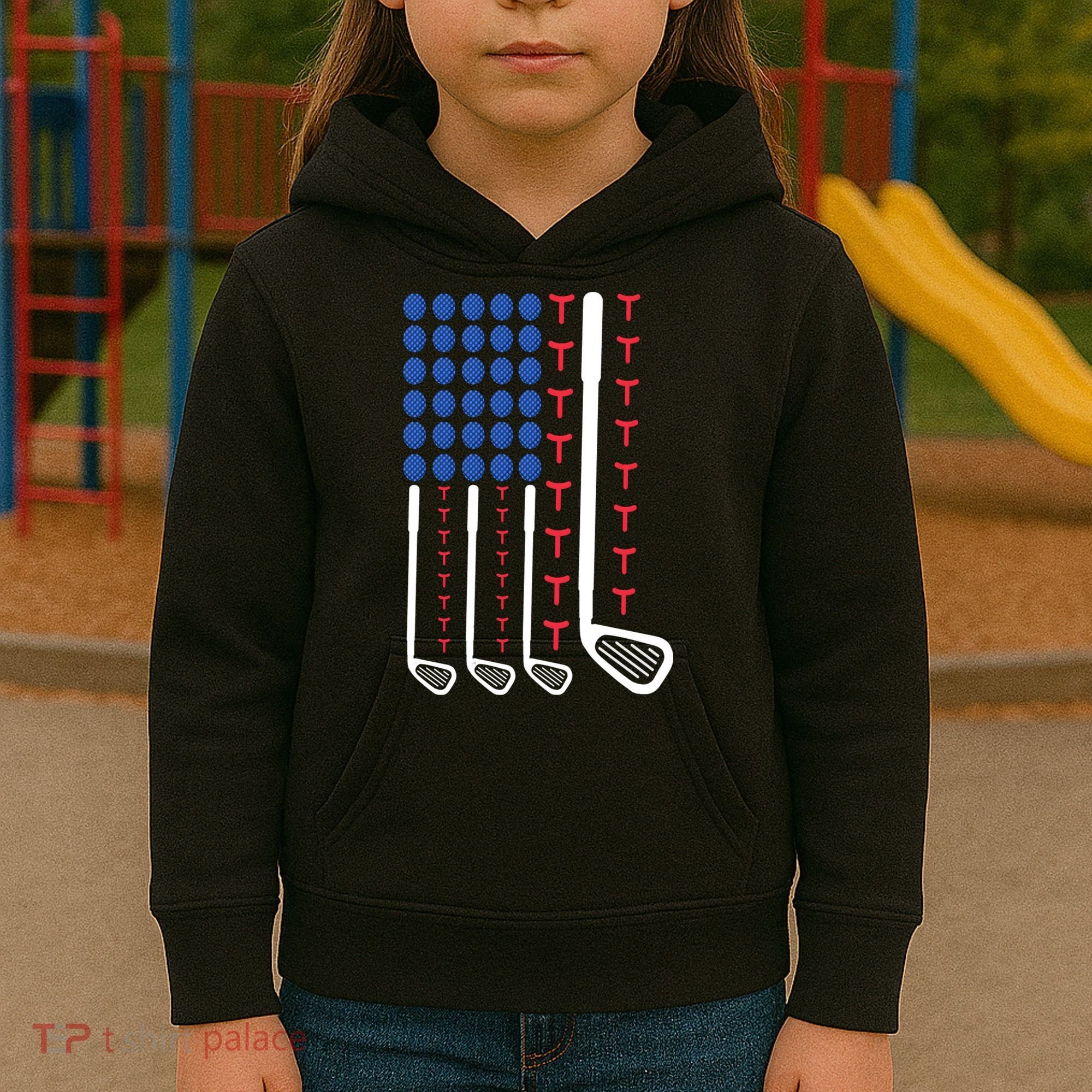 Golf American Flag Golfing Gift For Father's Day Kids Hoodie