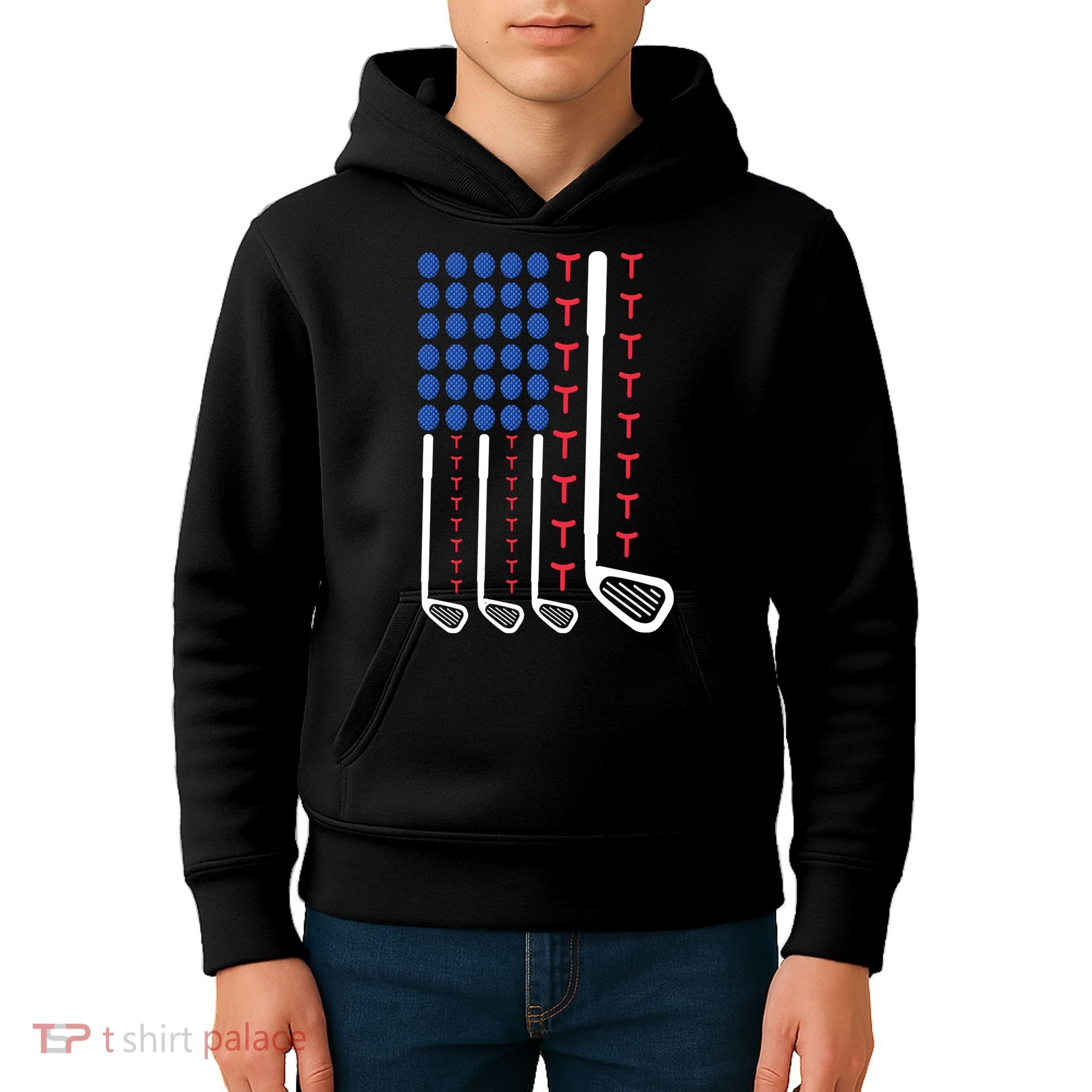 Golf American Flag Golfing Gift For Father's Day Kids Hoodie