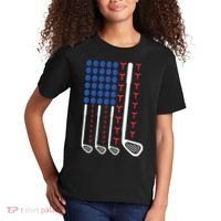 Golf American Flag Golfing Gift For Father's Day Kids T-Shirt thumb 2