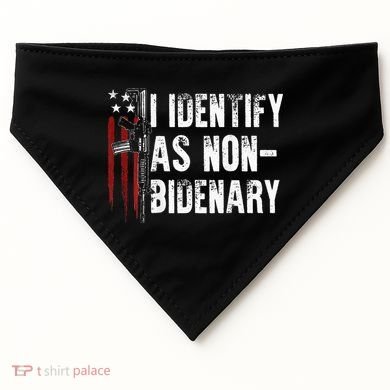 Gun American Flag I Identify As Non Bidenary USA-Made Doggie Bandana