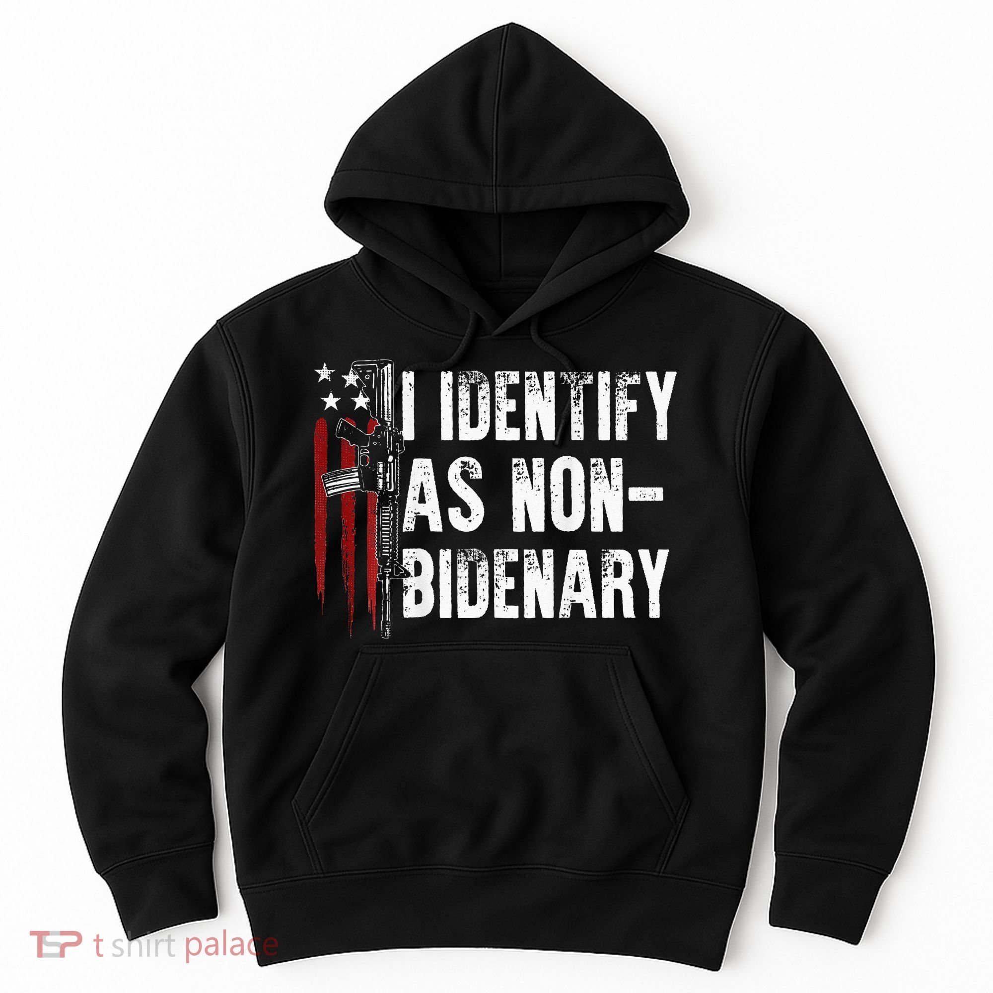 Gun American Flag I Identify As Non Bidenary Hoodie