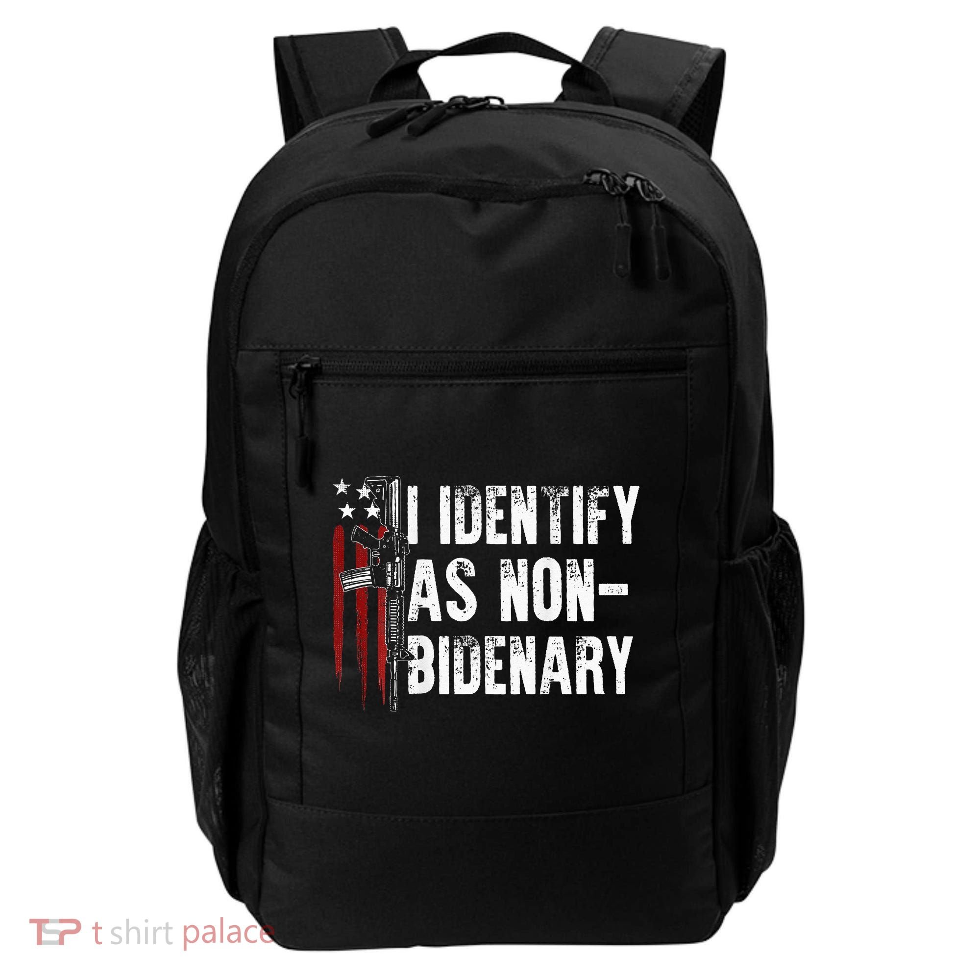 Gun American Flag I Identify As Non Bidenary Backpack