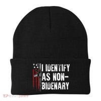 Gun American Flag I Identify As Non Bidenary Beanie thumb 0