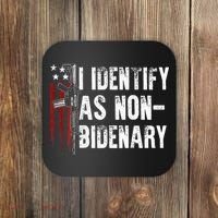Gun American Flag I Identify As Non Bidenary Coaster thumb 0