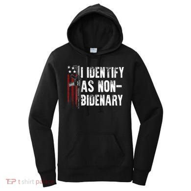 Gun American Flag I Identify As Non Bidenary Women's Hoodie