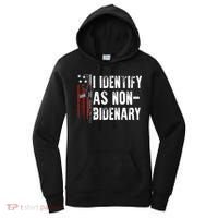 Gun American Flag I Identify As Non Bidenary Women's Hoodie thumb 0