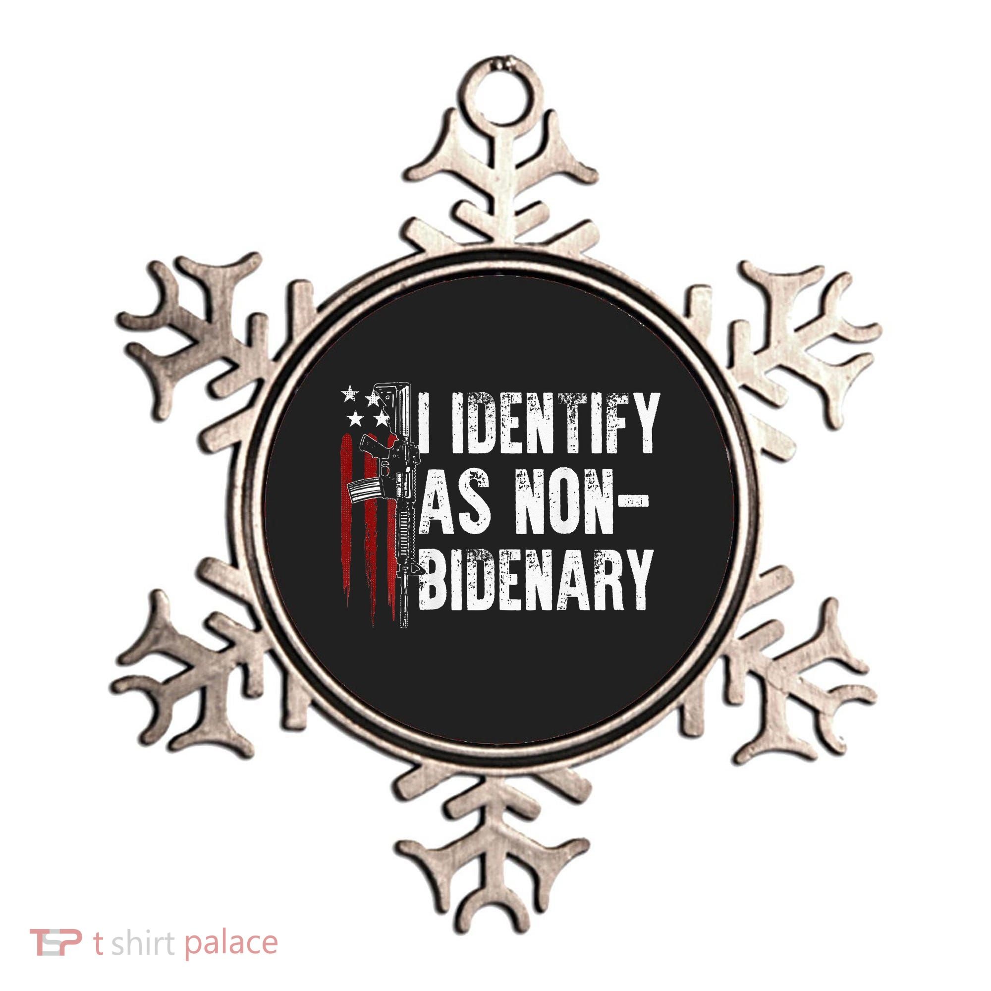 Gun American Flag I Identify As Non Bidenary Ornament