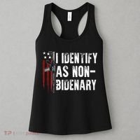 Gun American Flag I Identify As Non Bidenary Women's Tank Top thumb 3