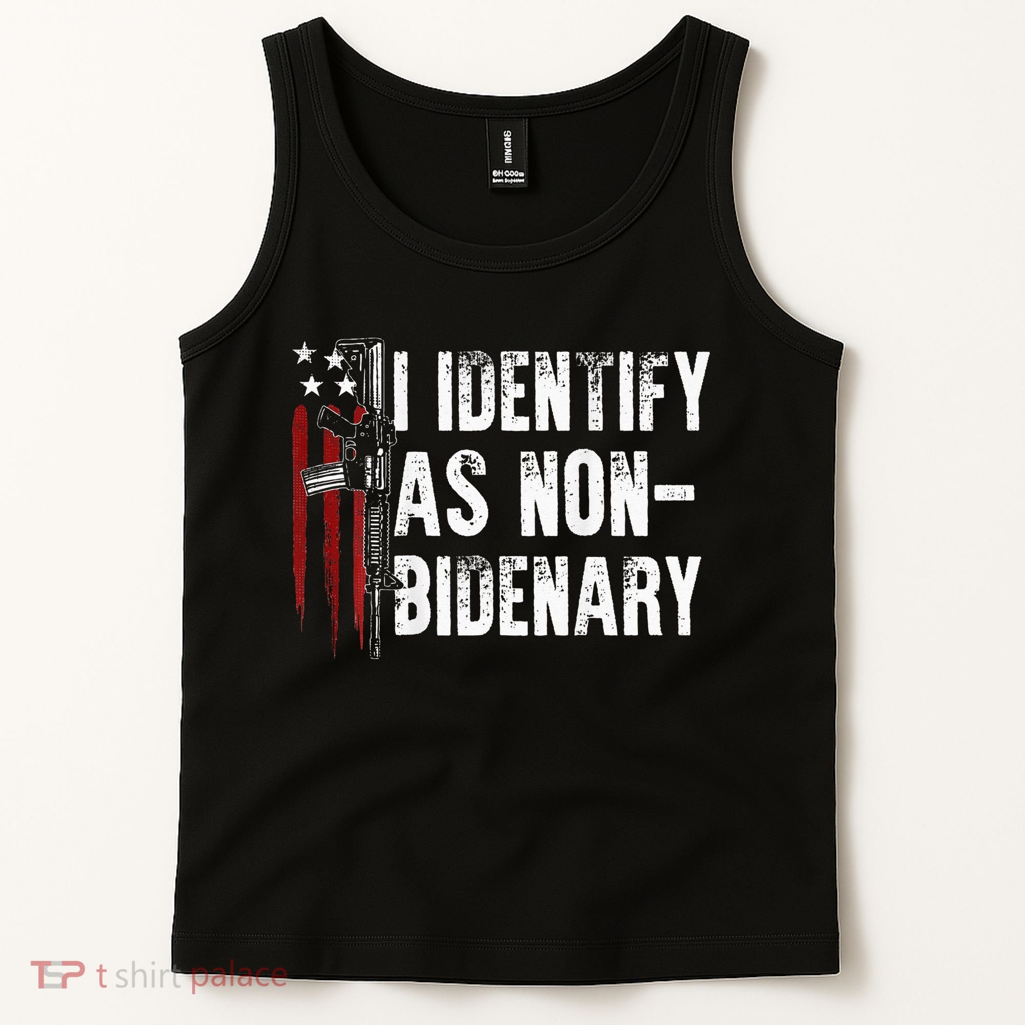 Gun American Flag I Identify As Non Bidenary Tank Top