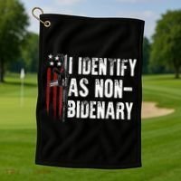 Gun American Flag I Identify As Non Bidenary Golf Towel thumb 1