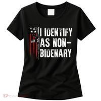 Gun American Flag I Identify As Non Bidenary Women's T-Shirt thumb 0