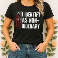Gun American Flag I Identify As Non Bidenary Women's T-Shirt thumb 2