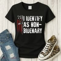 Gun American Flag I Identify As Non Bidenary Women's T-Shirt thumb 3