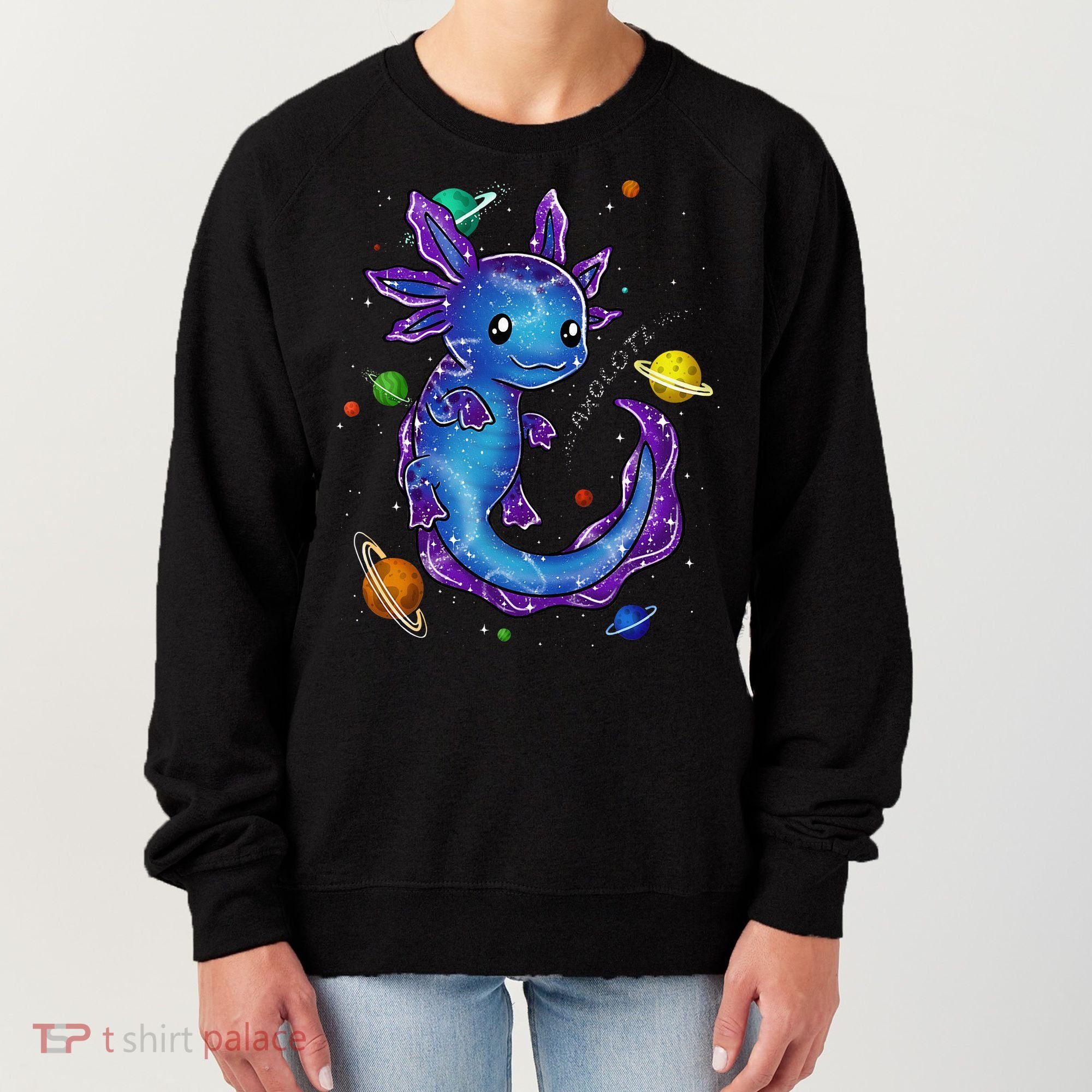 Galaxy Axolotl Funny Goth Space purple blue Japan Women's Sweatshirt