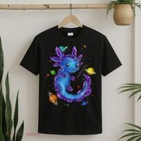Galaxy Axolotl Funny Goth Space purple blue Japan T-Shirt thumb 2