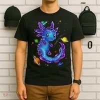 Galaxy Axolotl Funny Goth Space purple blue Japan T-Shirt thumb 6