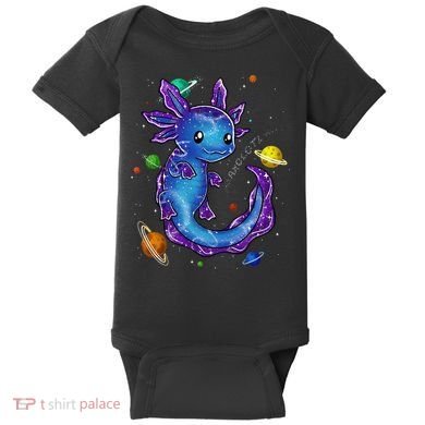 Galaxy Axolotl Funny Goth Space purple blue Japan Baby Bodysuit