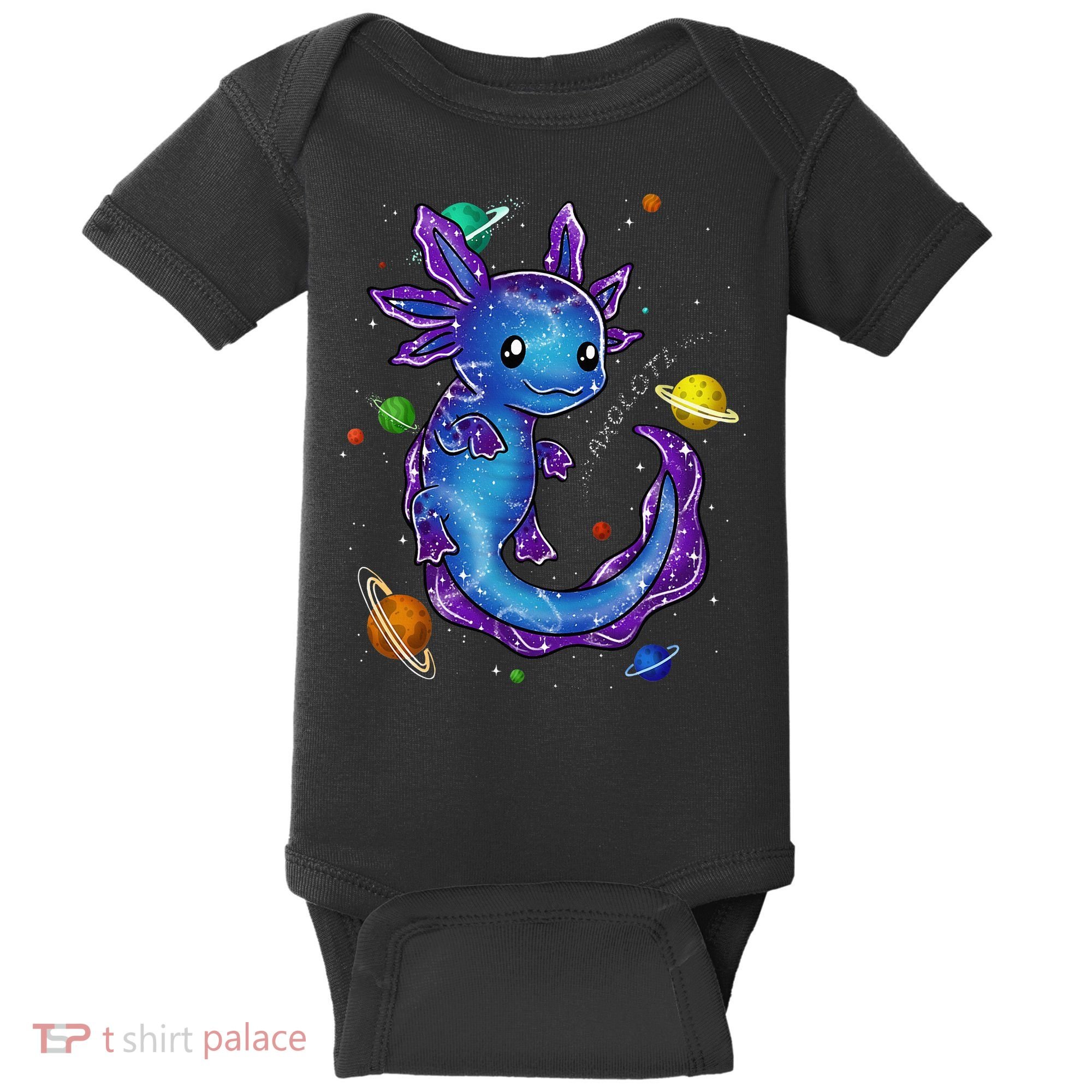 Galaxy Axolotl Funny Goth Space purple blue Japan Baby Bodysuit