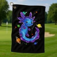 Galaxy Axolotl Funny Goth Space purple blue Japan Golf Towel thumb 1